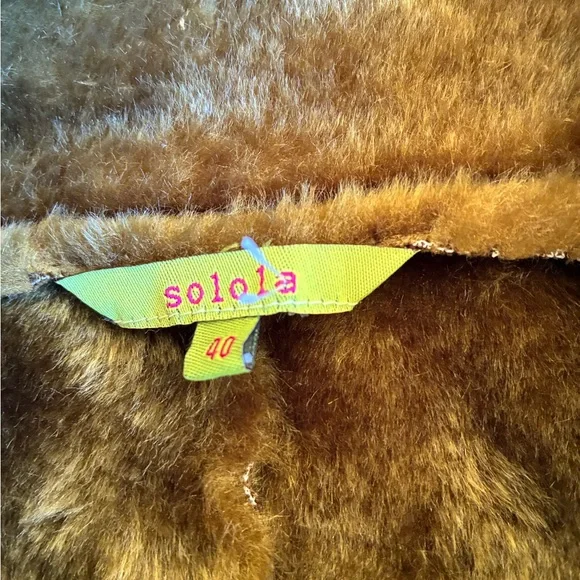 SOLOLA Hand Painted Faux Fur Coat Size Large (40)